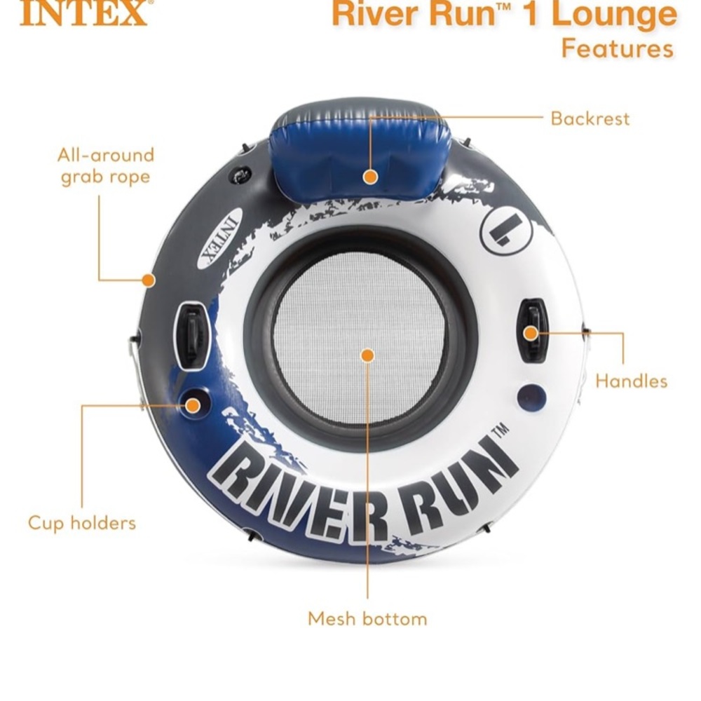 Intex River Run 1-Person Inflatable Floating Water Lounge Tube Raft - Picture 5 of 6